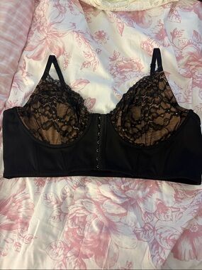 Black Lace Longline Underwire Corset